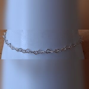 Signed Italian 925 Sterling Silver Heart Link Causal Everyday Bracelet Jewelry